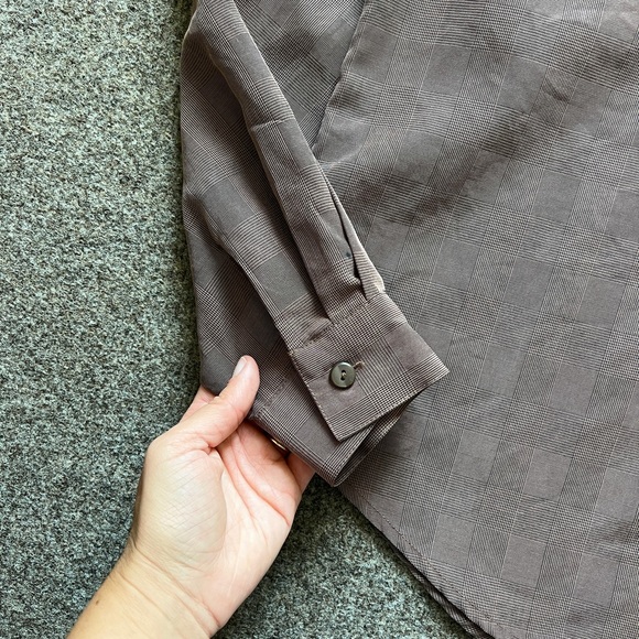 Vintage Anna Button Up Blouse Shirt Top Womens XL Checkered Pattern 90s Workwear - Picture 3 of 16